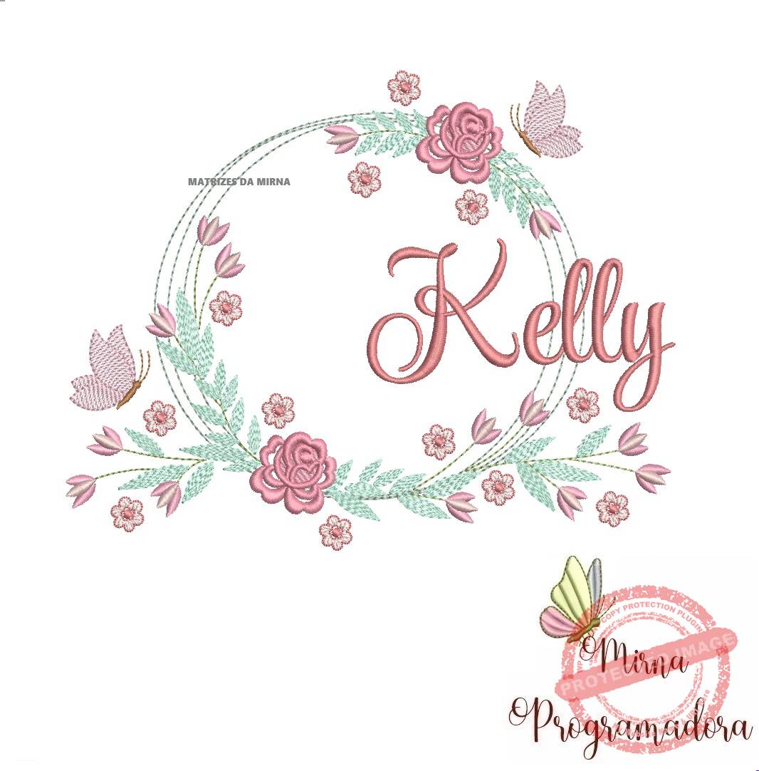 matariz de bordado kelly55 Matriz de Bordado Kelly Moldura Floral - Imagem 1
