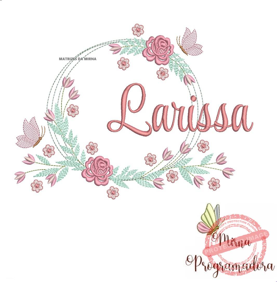 matariz de bordado larissa58 Matriz de Bordado Larissa Moldura Floral - Imagem 1
