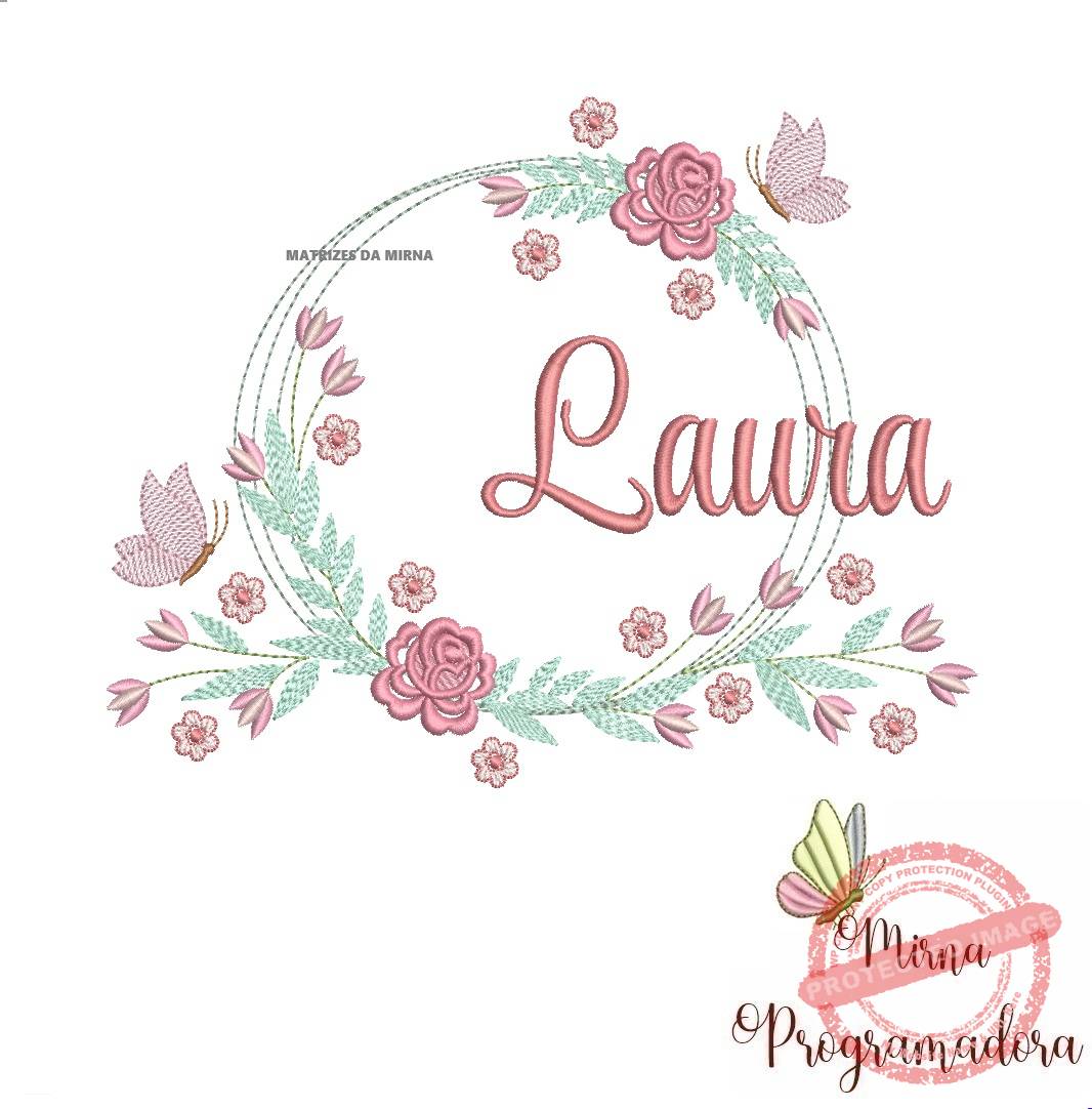 matariz de bordado laura59 Matriz de Bordado Laura Moldura Floral - Imagem 1