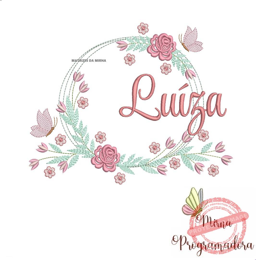 matariz de bordado luiza65 Matriz de Bordado Luiza com acento Moldura Floral - Imagem 1