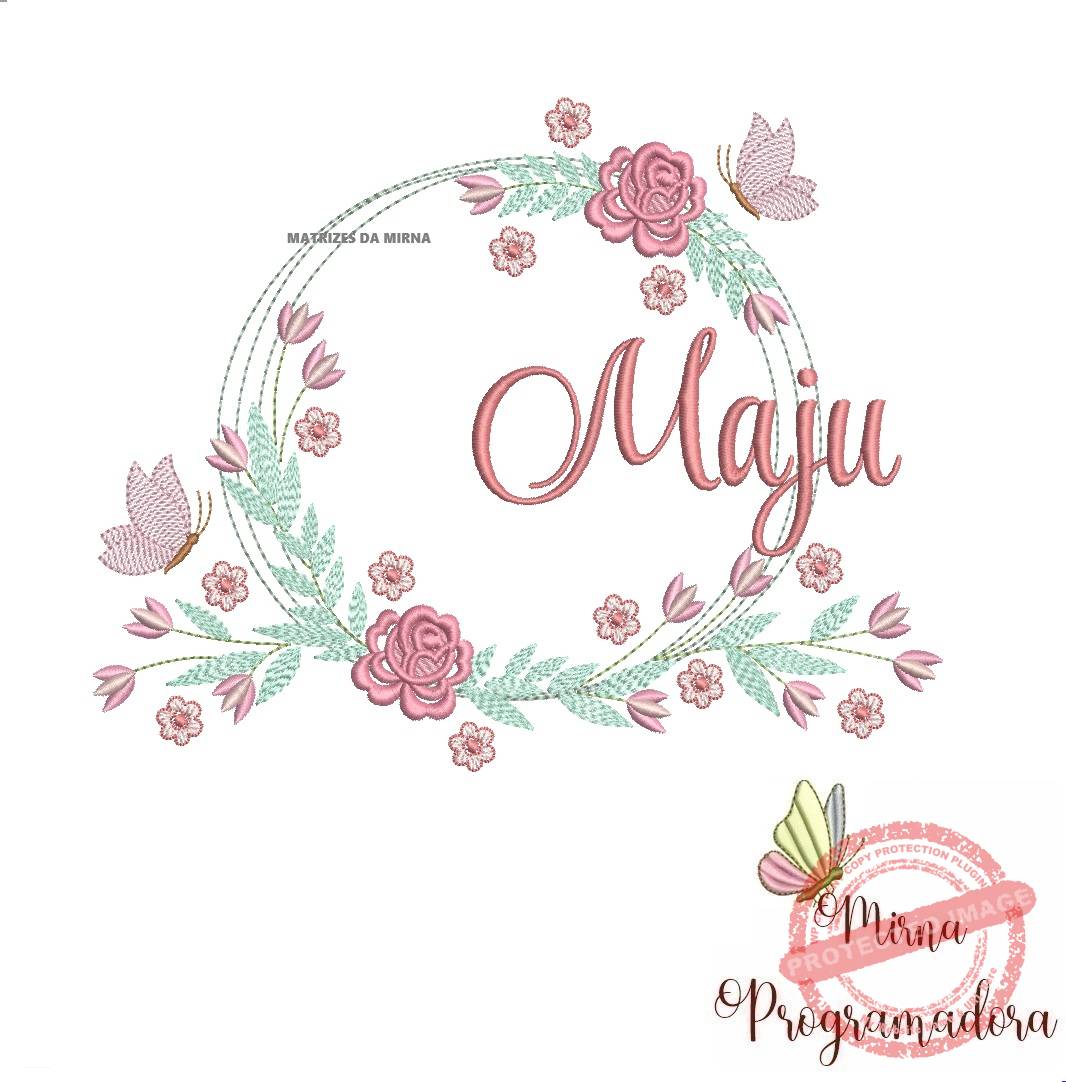 matariz de bordado maju68 Matriz de Bordado Maju Moldura Floral - Imagem 1