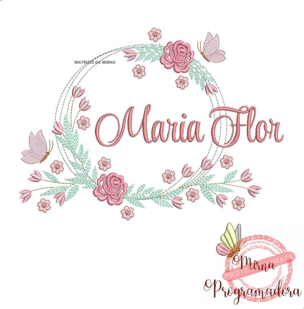 matariz de bordado maria flor73 Matriz de Bordado Maria Flor Moldura Floral - Imagem 1