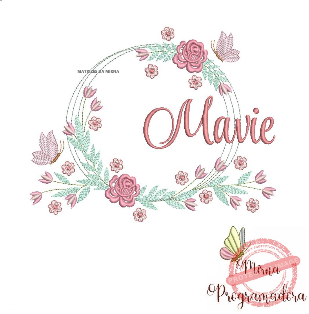matariz de bordado mavie76 Matriz de Bordado Mavie Moldura Floral - Imagem 1