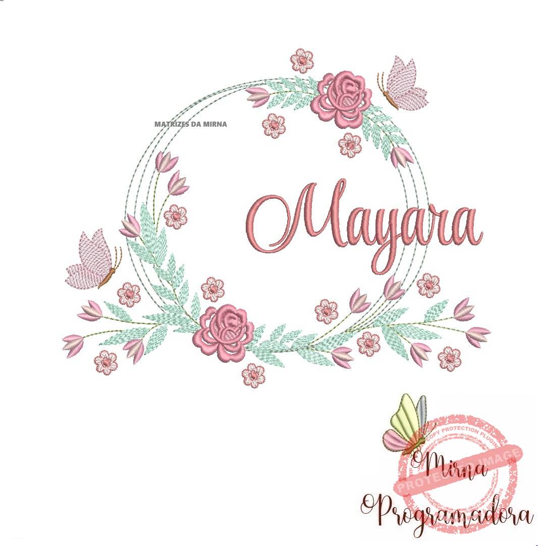 matariz de bordado mayara77 Matriz de Bordado Mayara Moldura Floral - Imagem 1