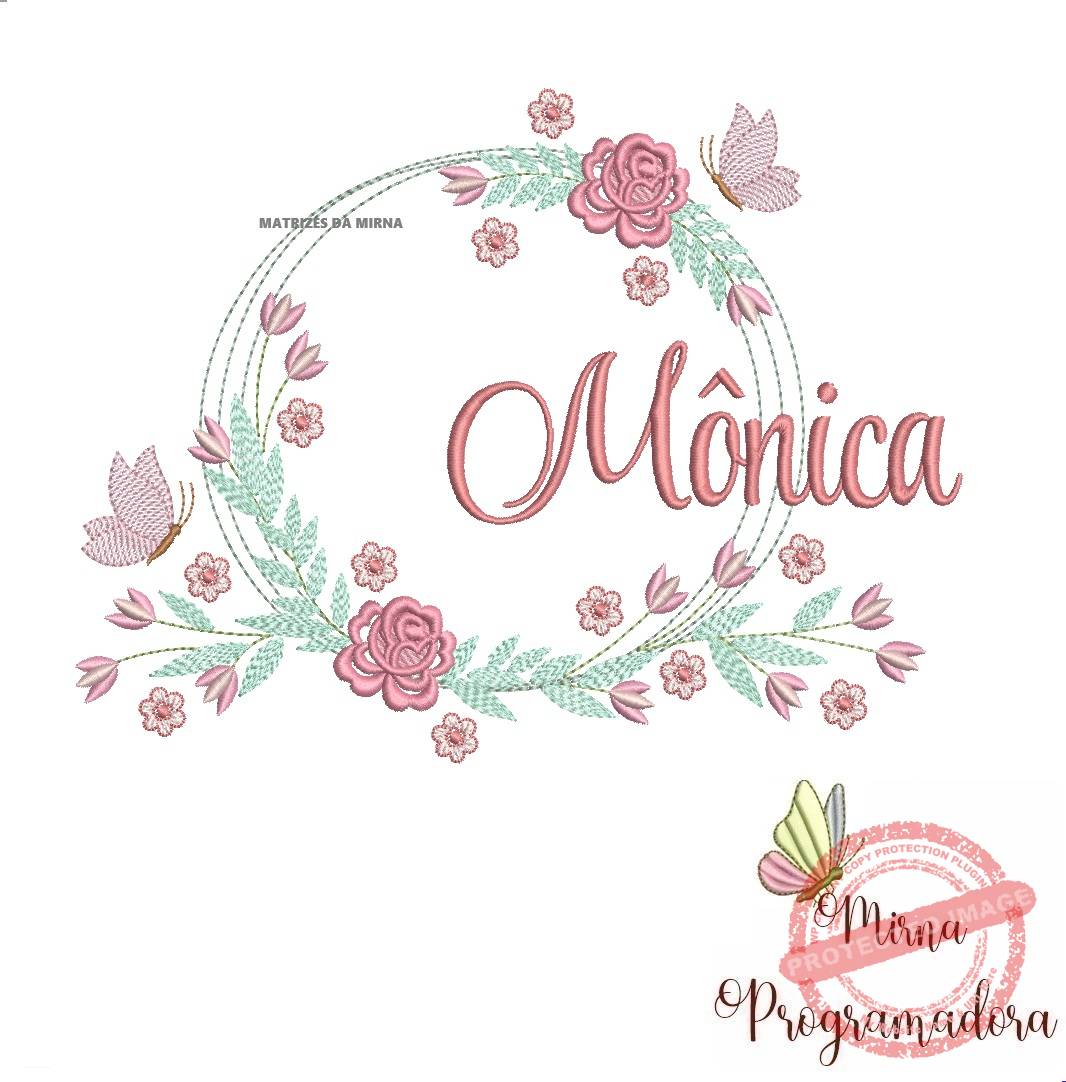 matariz de bordado monica82 Matriz de Bordado Monica Moldura Floral - Imagem 1