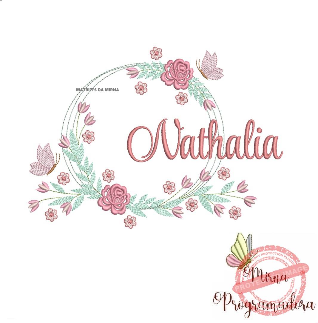 matariz de bordado nathalia83 Matriz de Bordado Nathalia Moldura Floral - Imagem 1