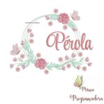 Matriz de Bordado Perola Moldura Floral
