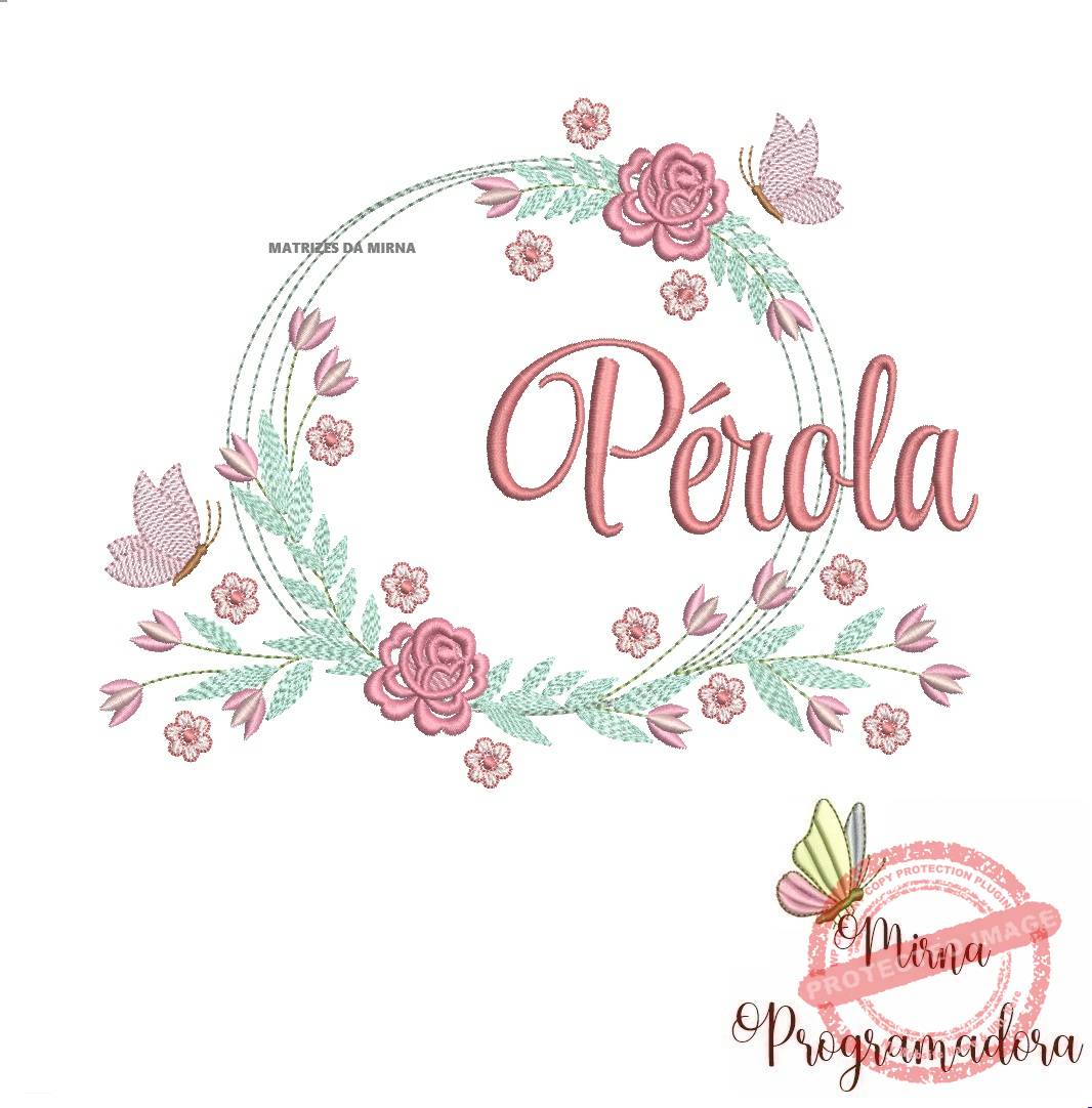 matariz de bordado perola88 Matriz de Bordado Perola Moldura Floral - Imagem 1