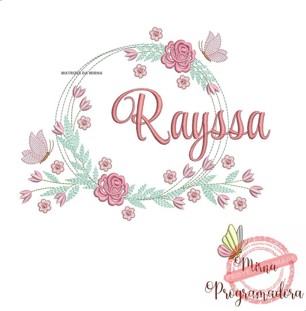 matariz de bordado rayssa95 Matriz de Bordado Rayssa Moldura Floral - Imagem 1