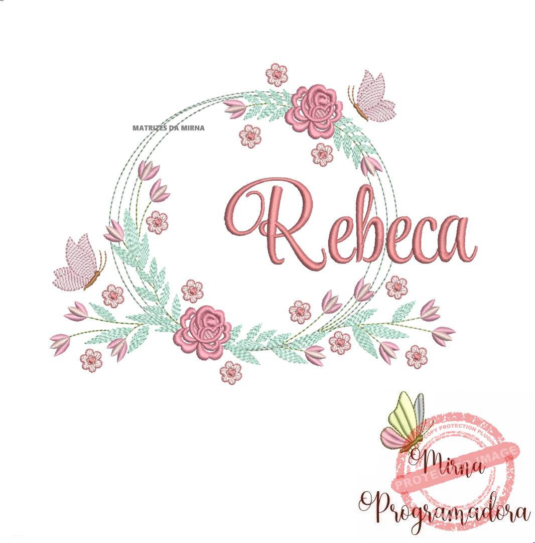matariz de bordado rebeca96 Matriz de Bordado Rebeca Moldura Floral - Imagem 1