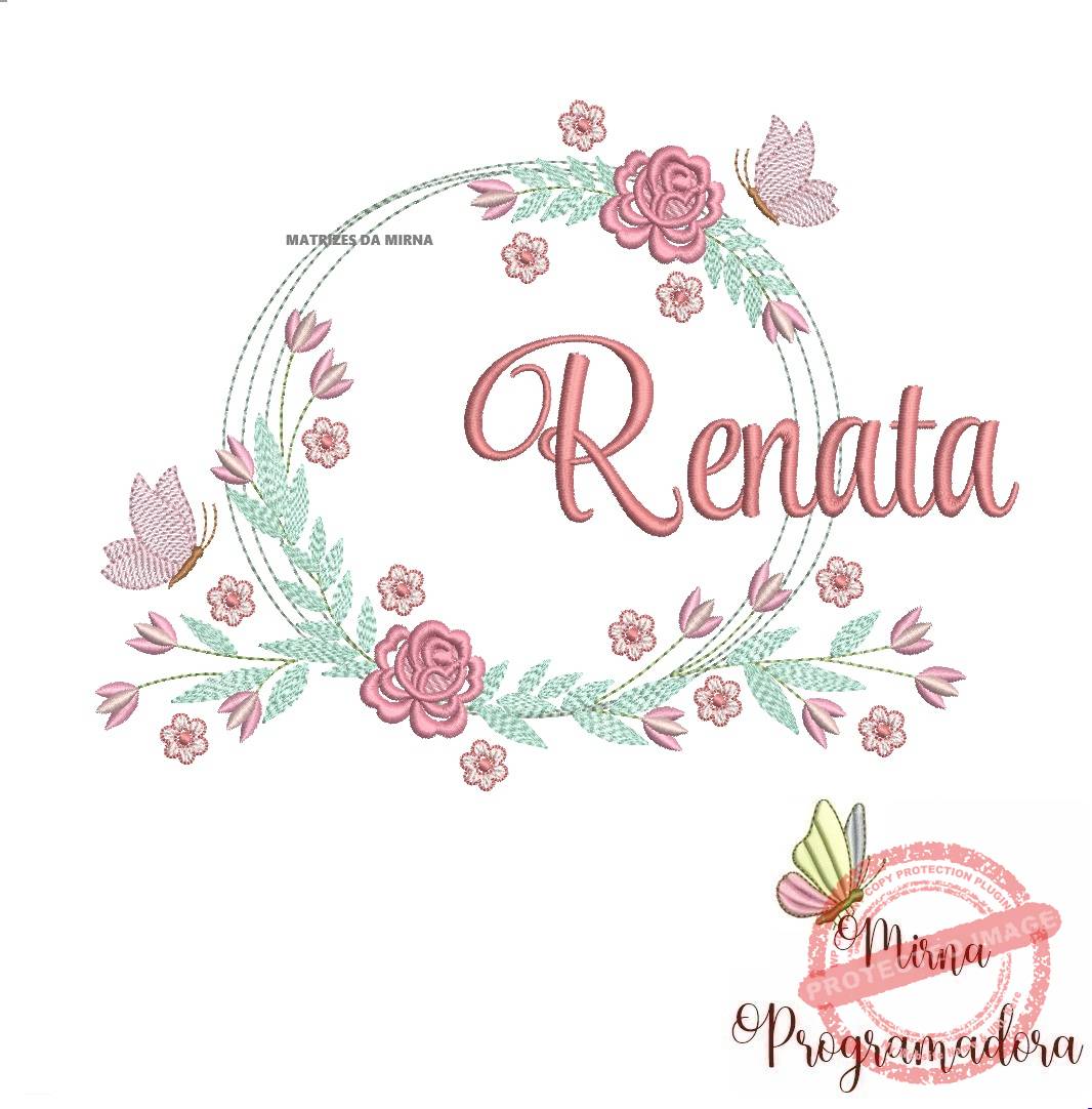 matariz de bordado renata98 Matriz de Bordado Renata Moldura Floral - Imagem 1