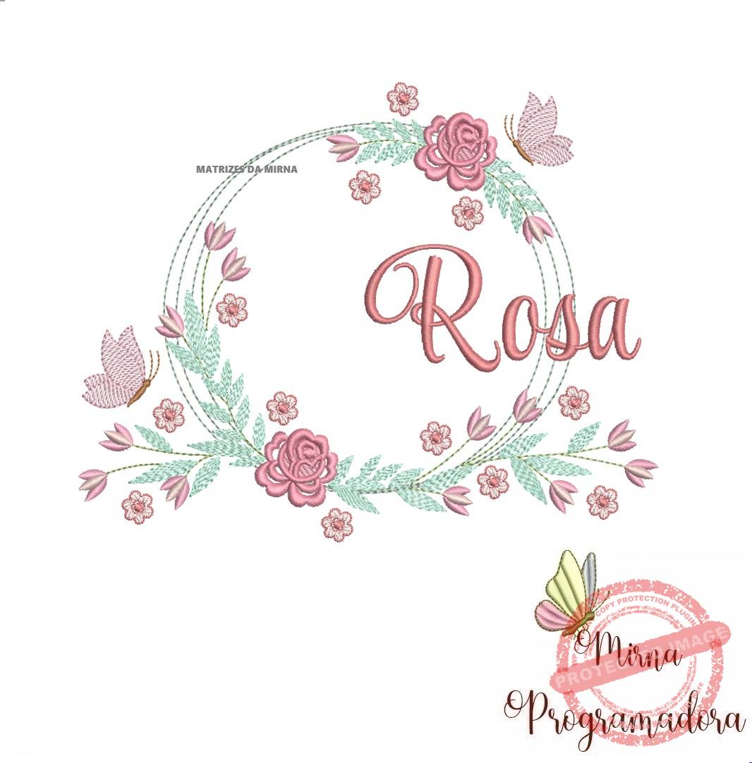 matariz de bordado rosa99 Matriz de Bordado Rosa Moldura Floral - Imagem 1