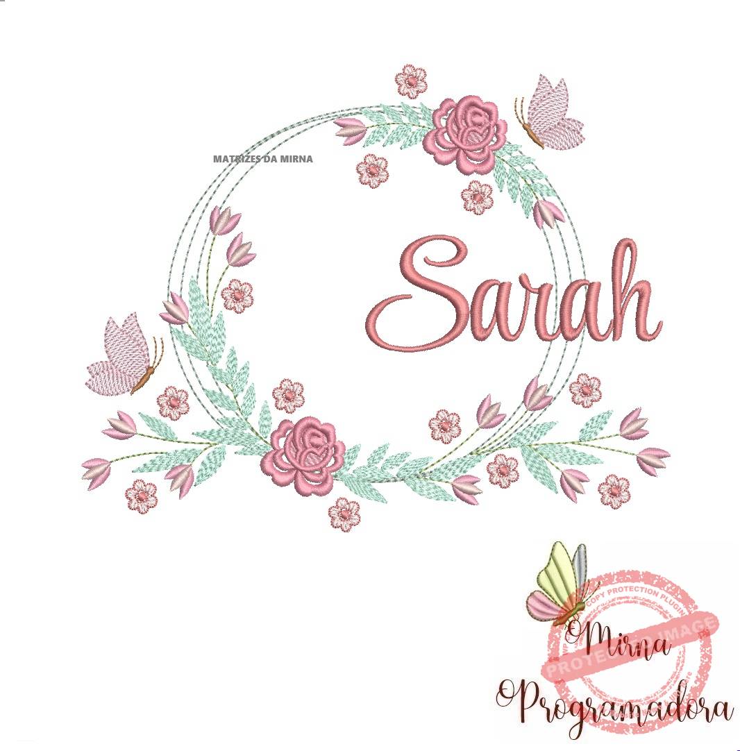 matariz de bordado sarah103 Matriz de Bordado Sarah Moldura Floral - Imagem 1