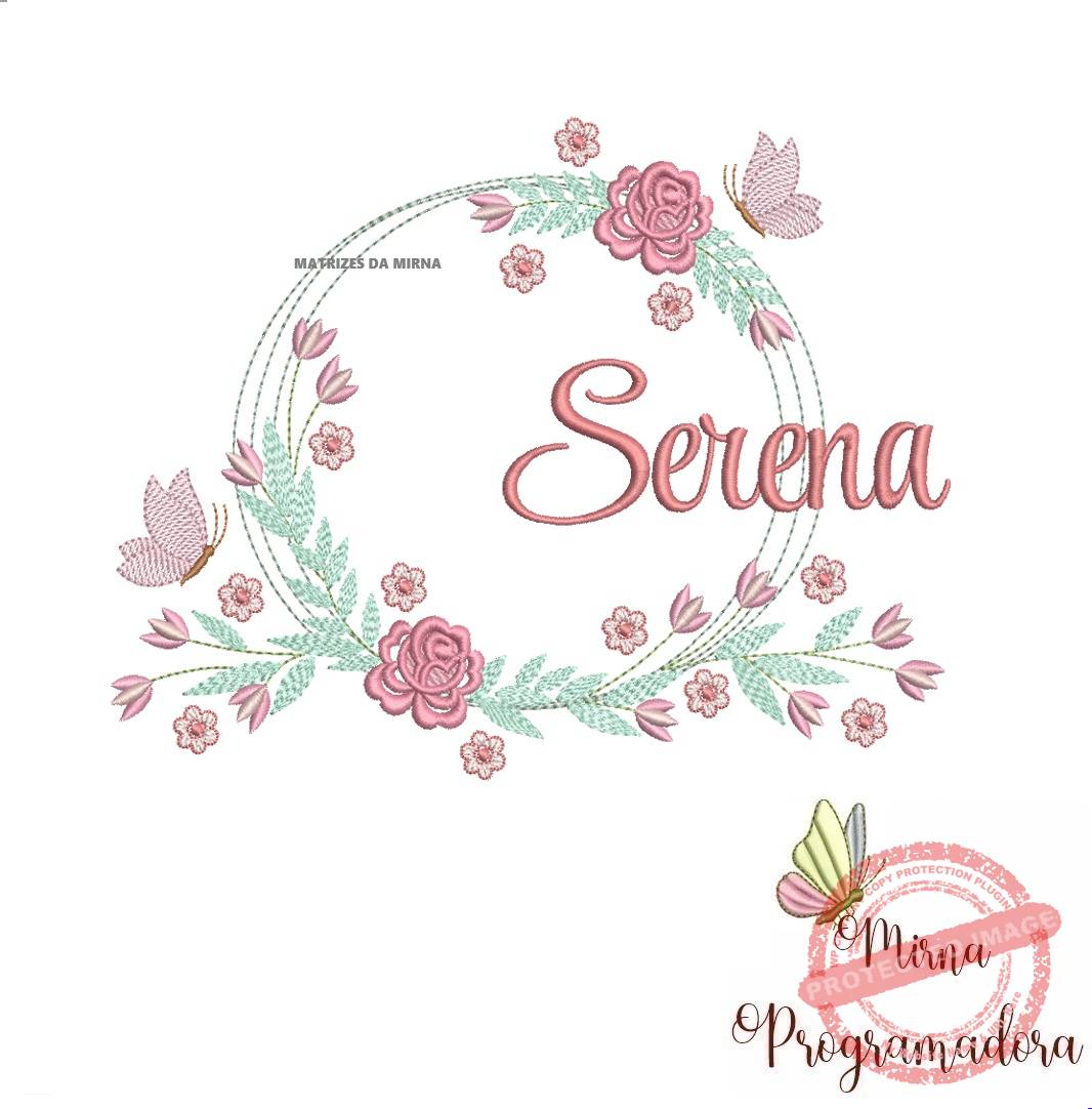 matariz de bordado serene104 Matriz de Bordado Serena Moldura Floral - Imagem 1