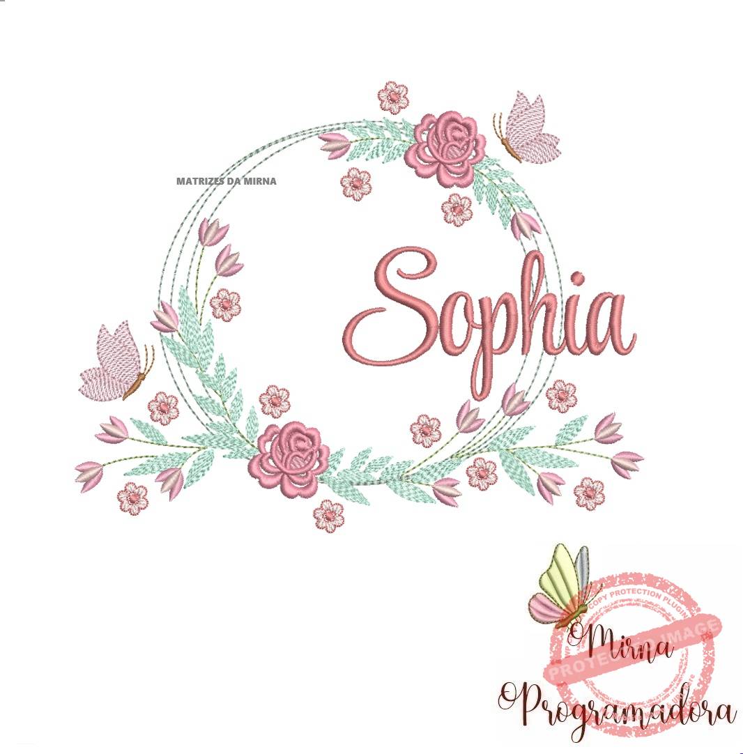 matariz de bordado sophia107 Matriz de Bordado Sophia Moldura Floral - Imagem 1