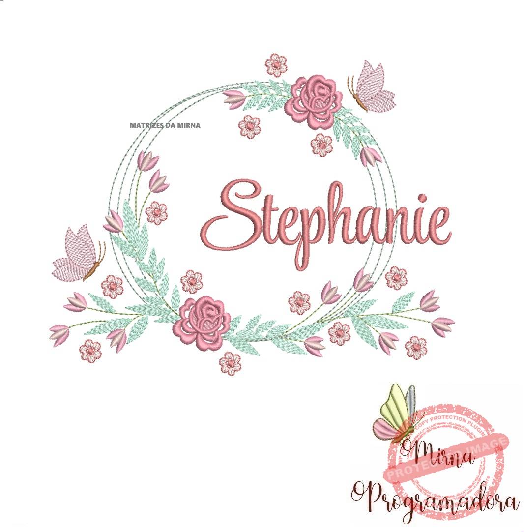 matariz de bordado stephanie109 Matriz de Bordado Stephanie Moldura Floral - Imagem 1