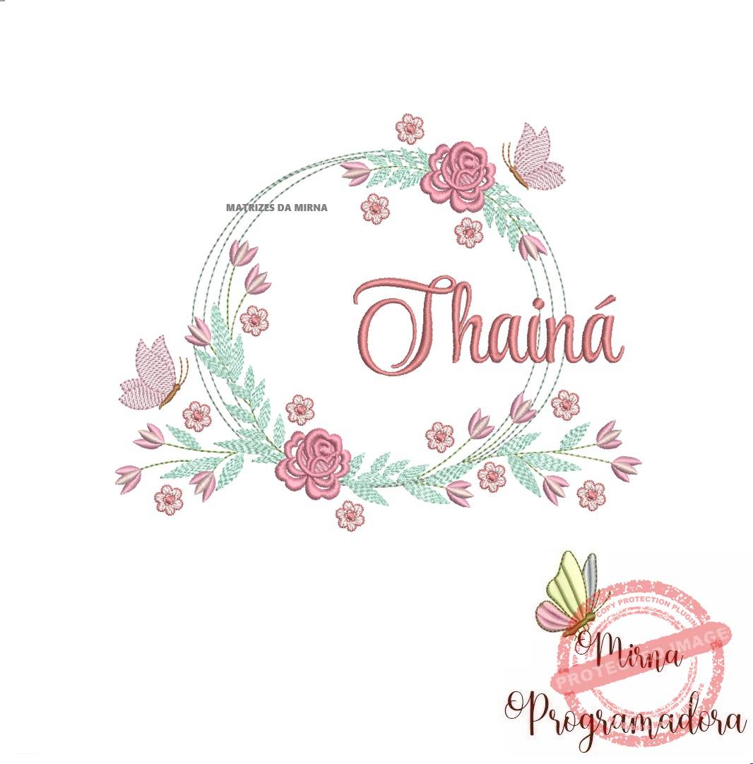 matariz de bordado thaina112 Matriz de Bordado Thaina Moldura Floral - Imagem 1