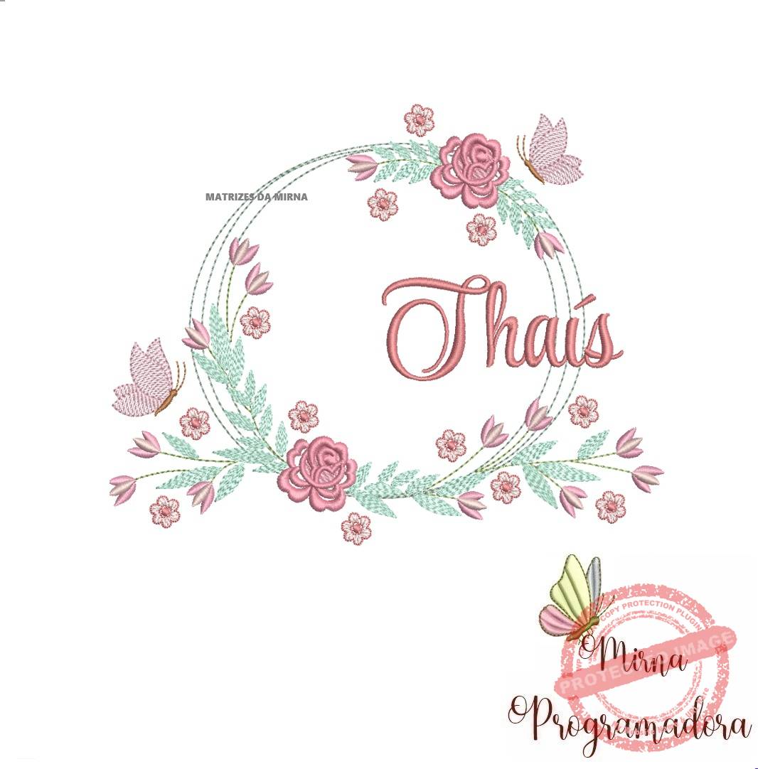 matariz de bordado thais113 Matriz de Bordado Thais Moldura Floral - Imagem 1