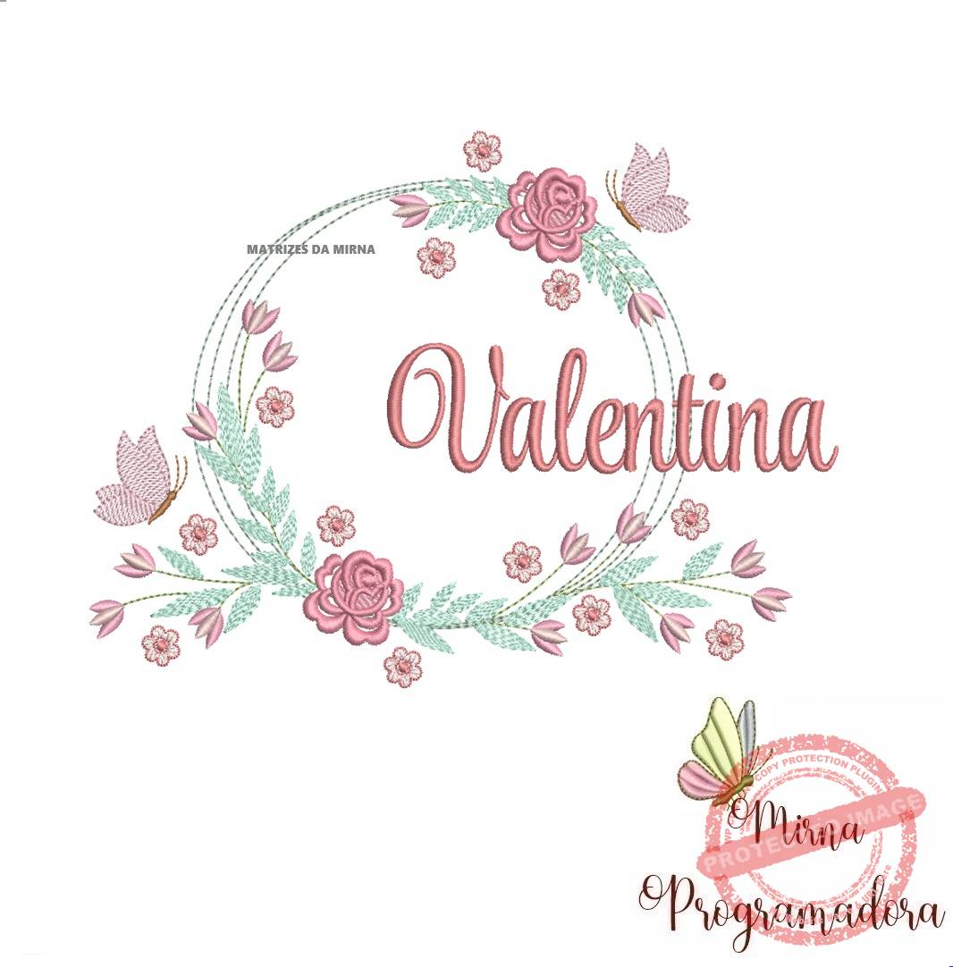 matariz de bordado valentina114 Matriz de Bordado Valentina Moldura Floral - Imagem 1