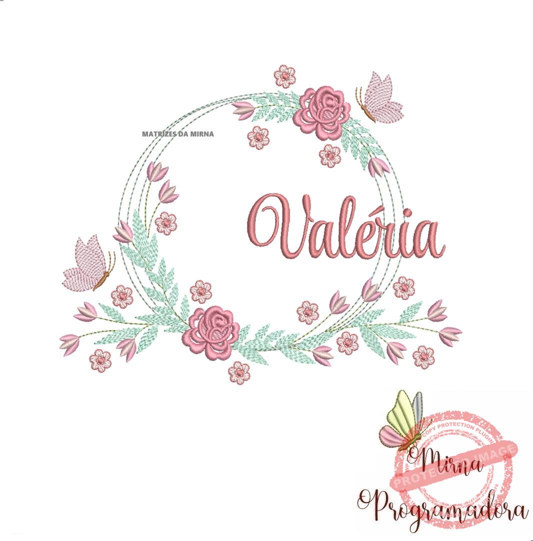 matariz de bordado valeria115 Matriz de Bordado Valeria Moldura Floral - Imagem 1