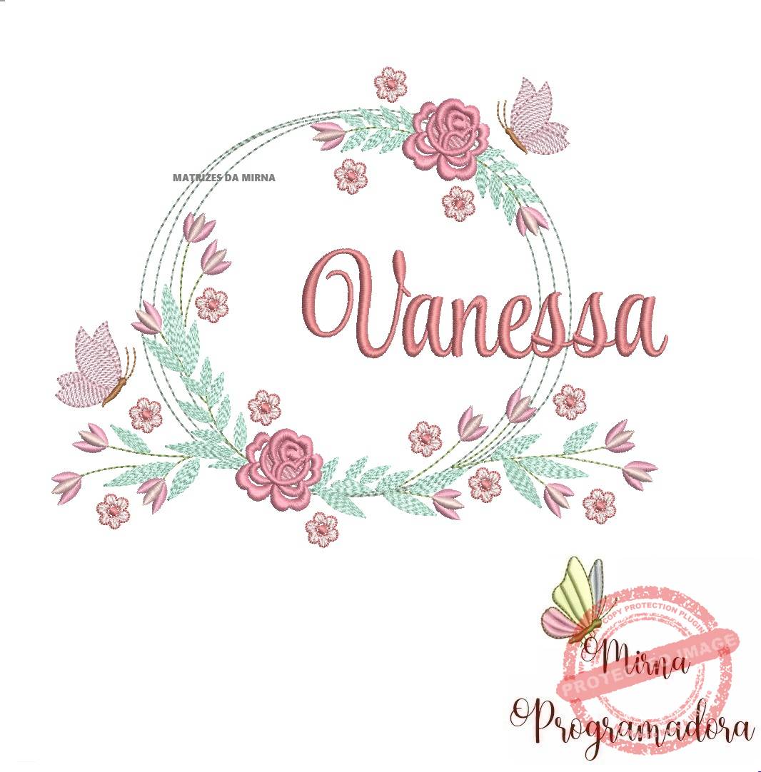 matariz de bordado vanessa116 Matriz de Bordado Vanessa Moldura Floral - Imagem 1