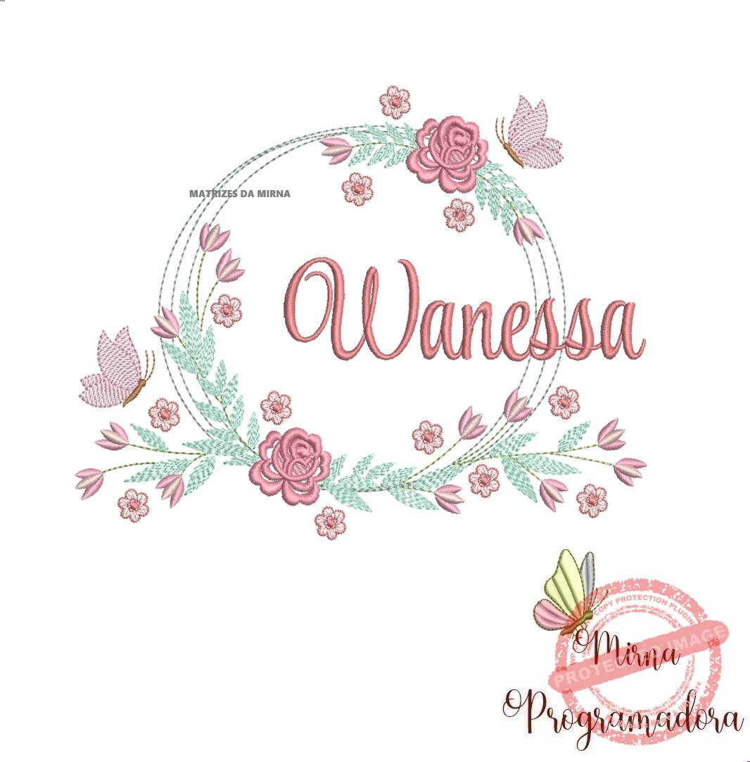 matariz de bordado wanessa123 Matriz de Bordado Wanessa Moldura Floral - Imagem 1