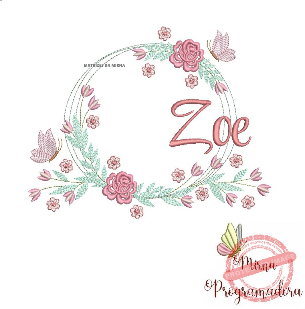 matariz de bordado zoe125 Matriz de Bordado Zoe Moldura Floral - Imagem 1