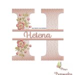 matriz de bordado Nome Helena entremeio flores para bordar