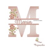 matriz de bordado Nome Maria entremeio flores para bordar
