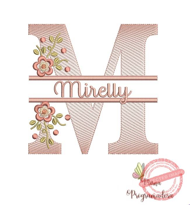 matriz de bordado Nome Mirelly entremeio flores para bordar014 matriz de bordado Nome Mirelly entremeio flores para bordar - Imagem 1