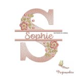 matriz de bordado Nome Sophie entremeio flores para bordar