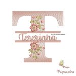 matriz de bordado Nome Terezinha entremeio flores para bordar