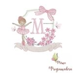 matriz de bordado moldura bailarina letra M