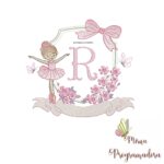 matriz de bordado moldura bailarina letra R