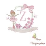 matriz de bordado moldura bailarina letra Z