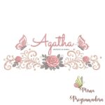 matriz de bordado arabesco rosas borboletas nome agatha-032