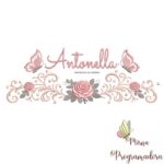 matriz de bordado arabesco rosas borboletas nome-antonella-mirna 106