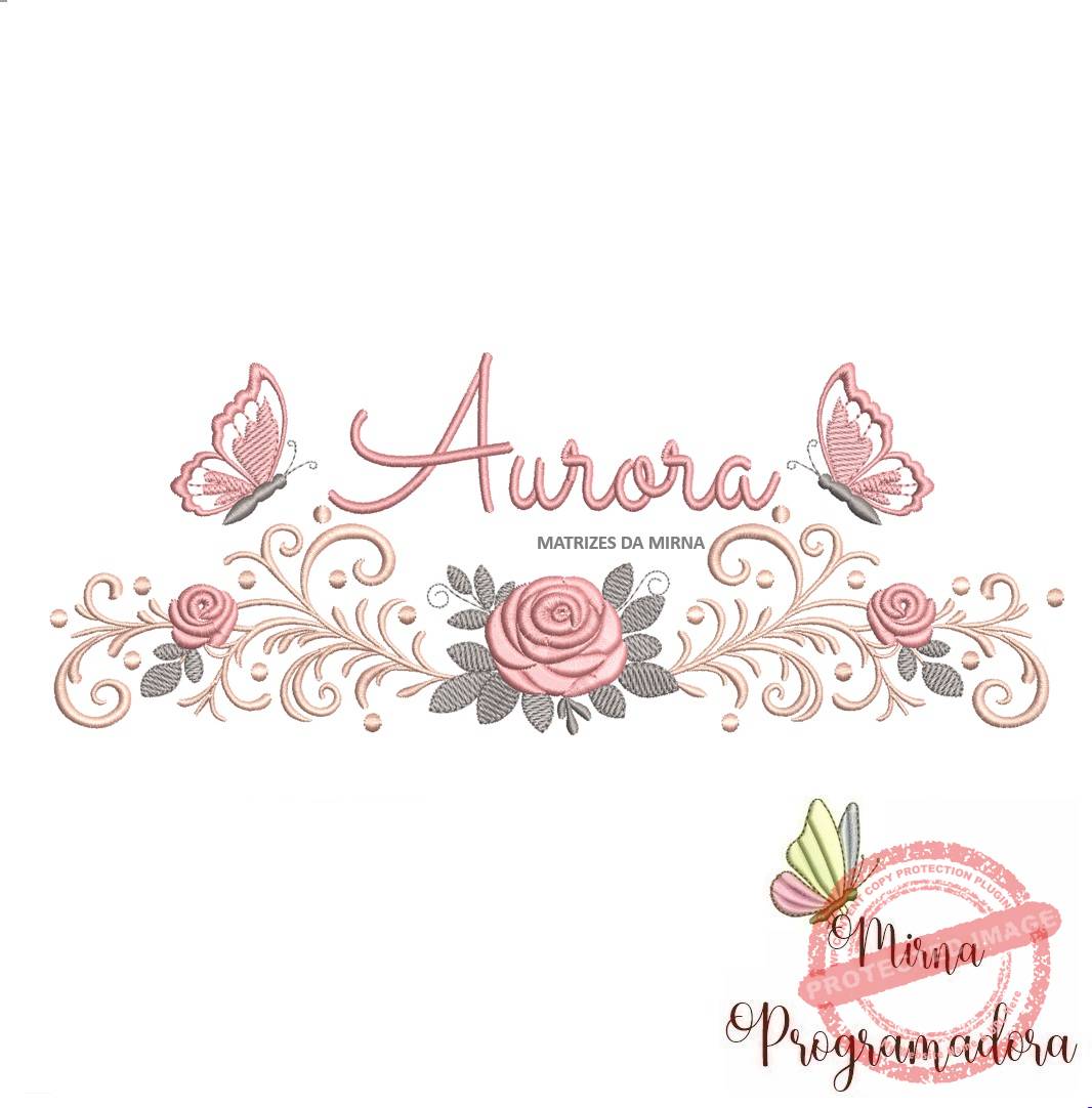 matriz de bordado arabesco rosas borboletas aurora-033 matriz de bordado arabesco rosas borboletas nome aurora-033 - Imagem 1