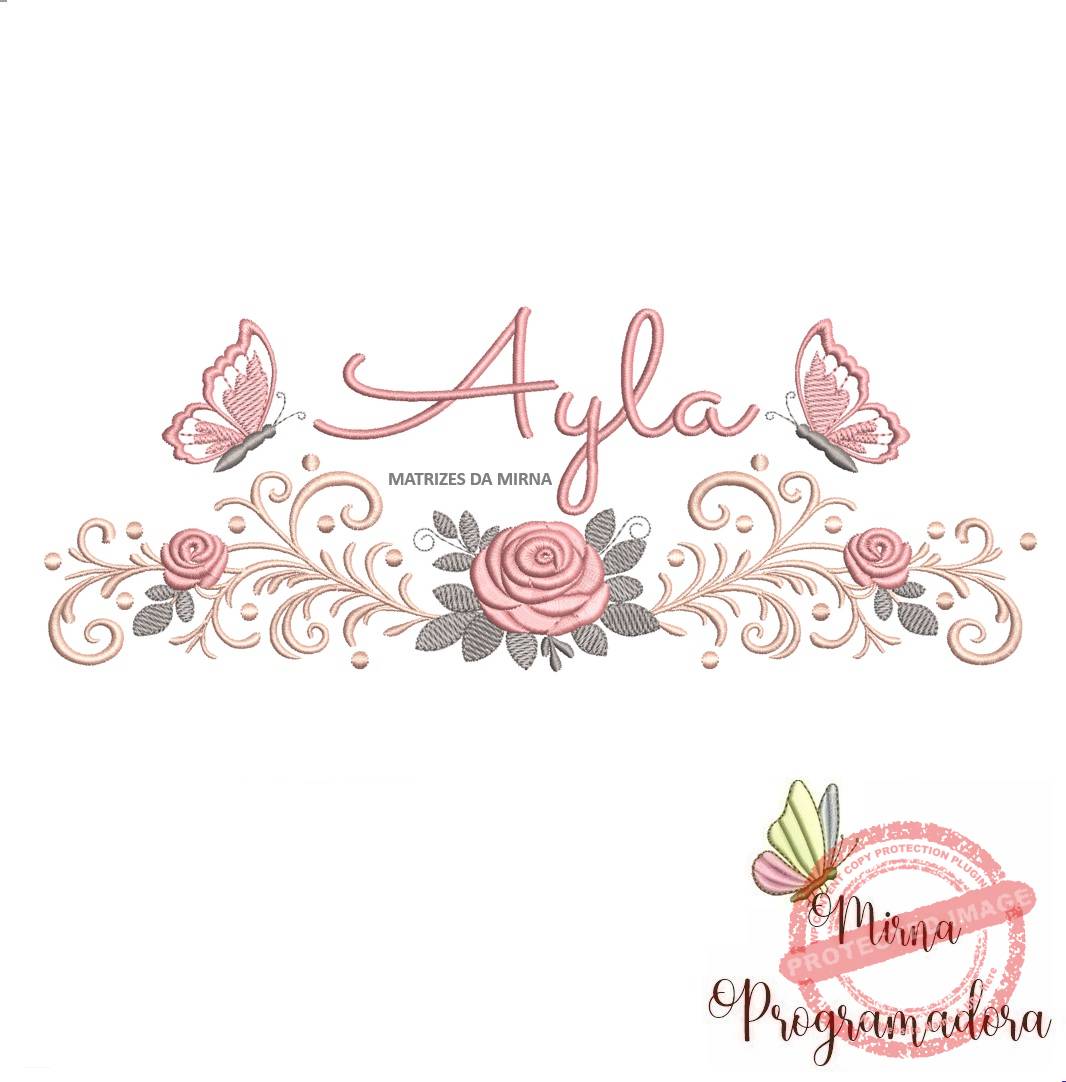 matriz de bordado arabesco rosas borboletas ayla-030 matriz de bordado arabesco rosas borboletas nome ayla-030 - Imagem 1