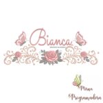 matriz de bordado arabesco rosas borboletas nome bianca-056