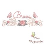 matriz de bordado arabesco rosas borboletas nome bruna-036