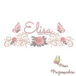 matriz de bordado arabesco rosas borboletas nome-elisa-mirna 071