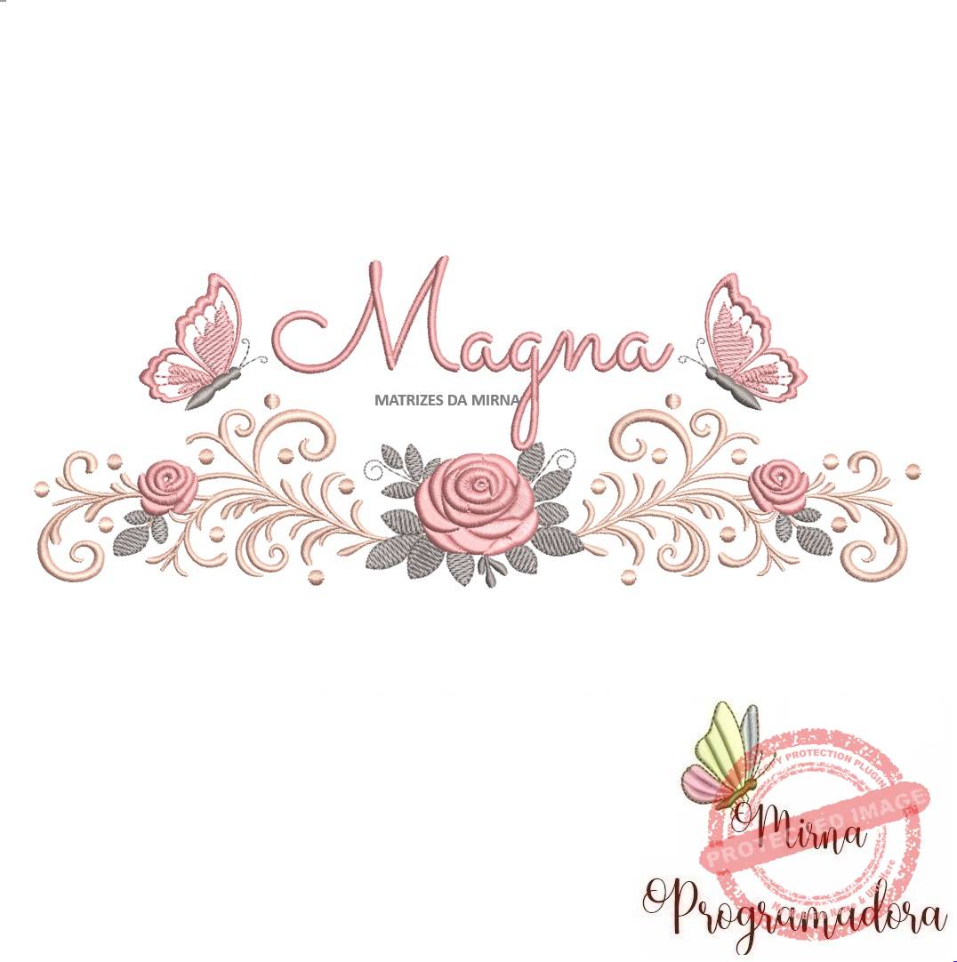 matriz de bordado arabesco rosas borboletas magna 059 matriz de bordado arabesco rosas borboletas nome magna 059 - Imagem 1