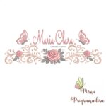 matriz de bordado arabesco rosas borboletas nome-maria clara-mirna 082