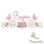matriz de bordado arabesco rosas borboletas nome-rayssa-mirna 090