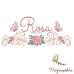 matriz de bordado arabesco rosas borboletas nome-rosa-mirna 091