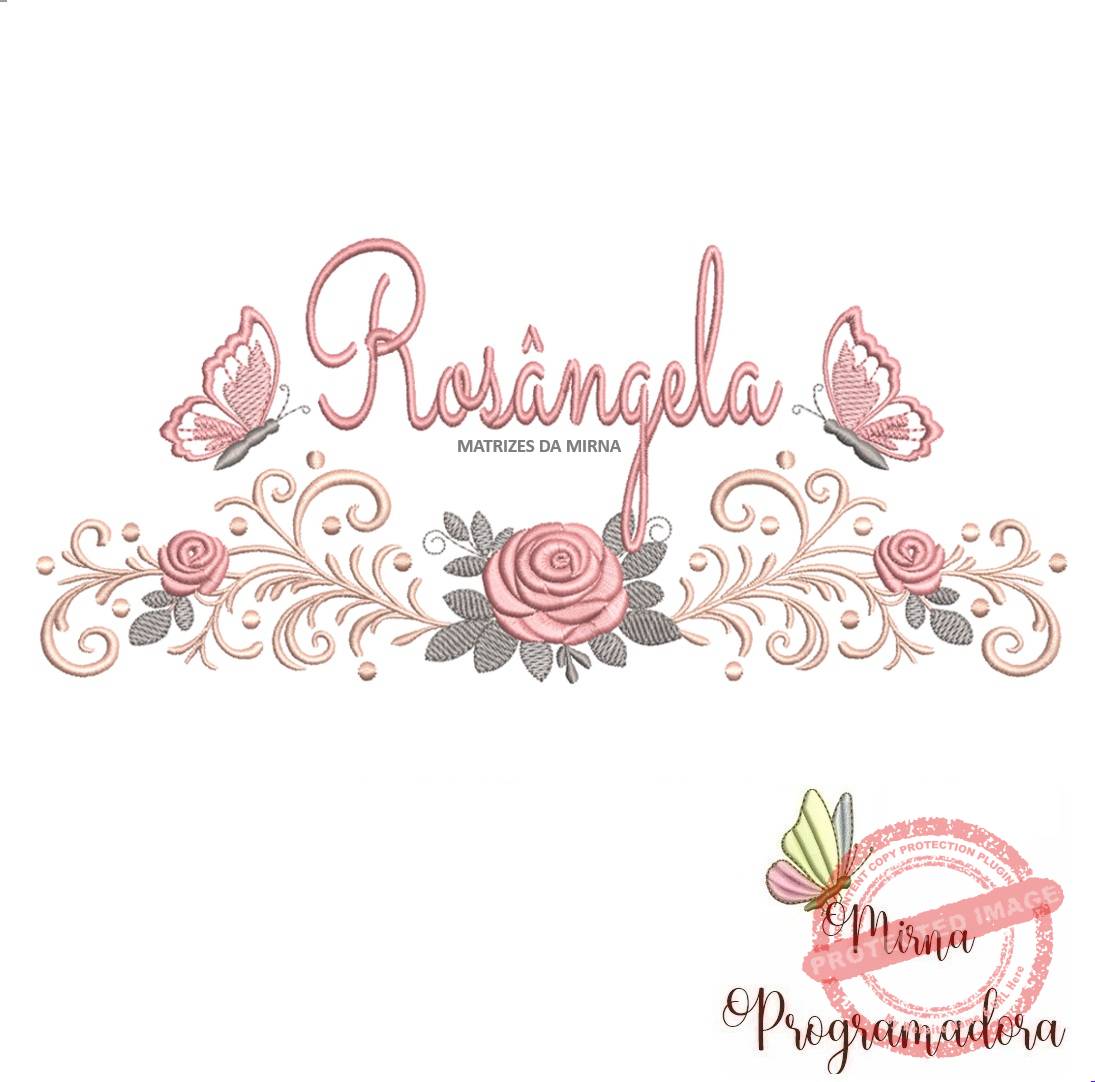 matriz de bordado arabesco rosas borboletas-rosangela-mirna 092 matriz de bordado arabesco rosas borboletas nome-rosangela-mirna 092 - Imagem 1