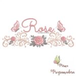 matriz de bordado arabesco rosas borboletas nome-rose-mirna 088
