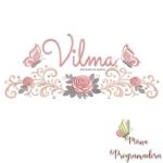 matriz de bordado arabesco rosas borboletas nome-vilma-mirna 098