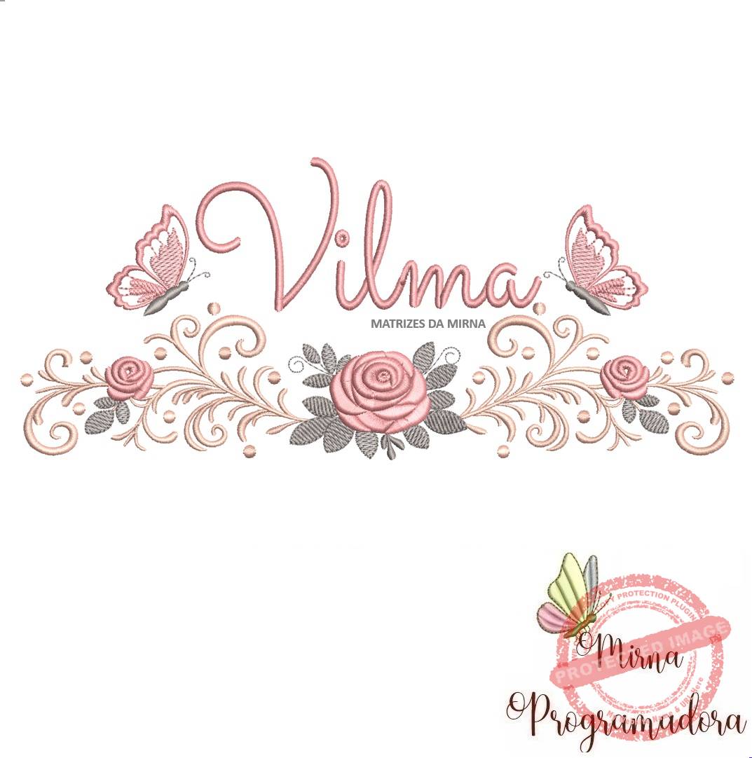 matriz de bordado arabesco rosas borboletas-vilma-mirna 098 matriz de bordado arabesco rosas borboletas nome-vilma-mirna 098 - Imagem 1